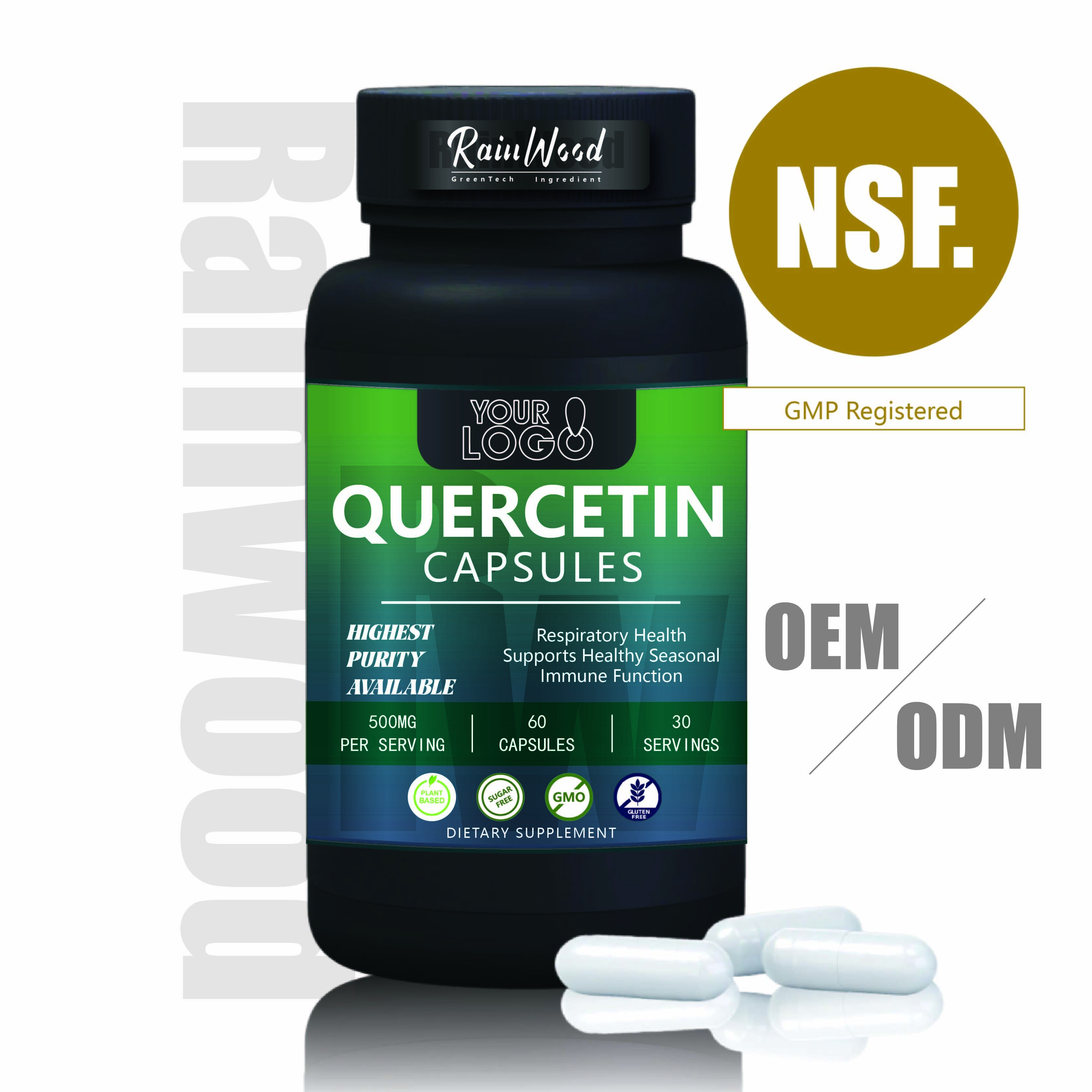 OEM ODM Kapsul Kuartsetin 500mg Kualitas Tinggi Kapsul Kuartsetin