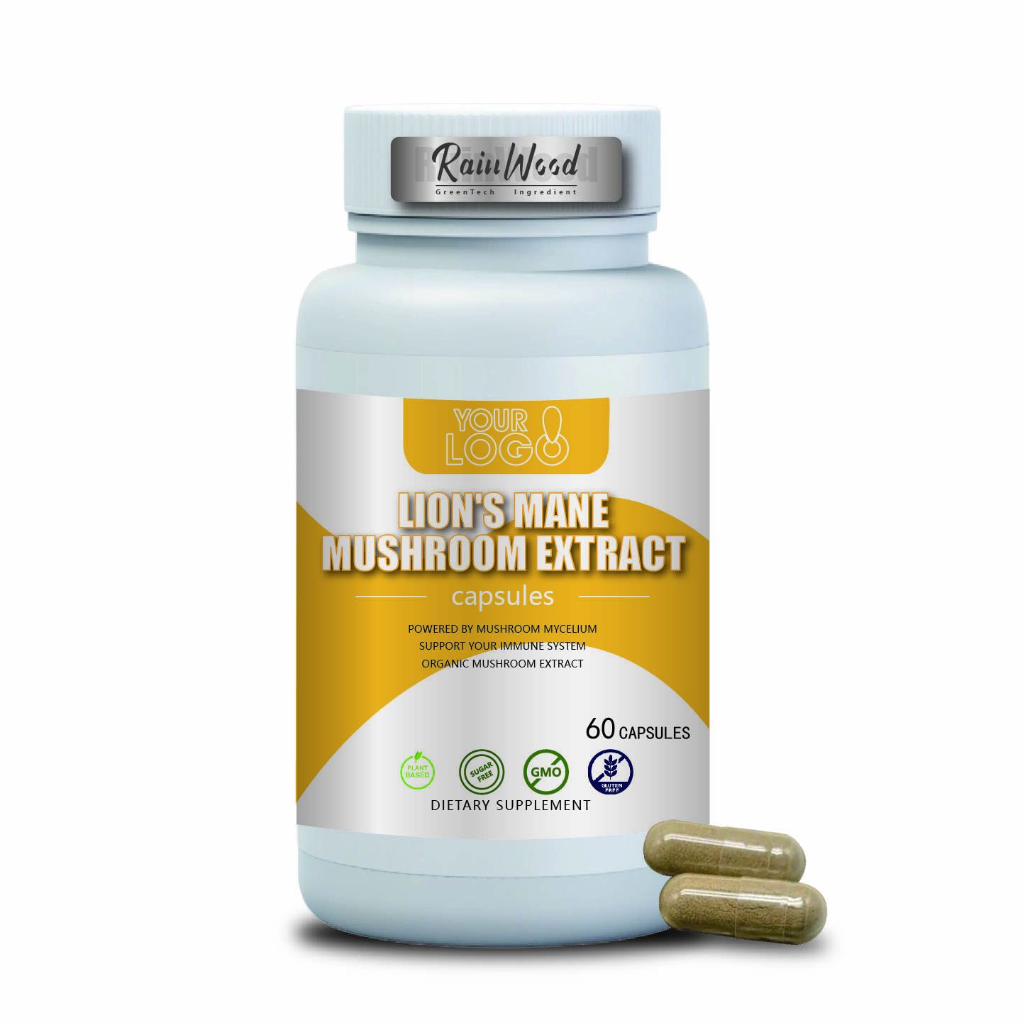 Capsule di Estratto di Funghi Hericium erinaceus (Lion's Mane) OEM ODM 500mg Capsule di Estratto Puro di Funghi Hericium erinaceus