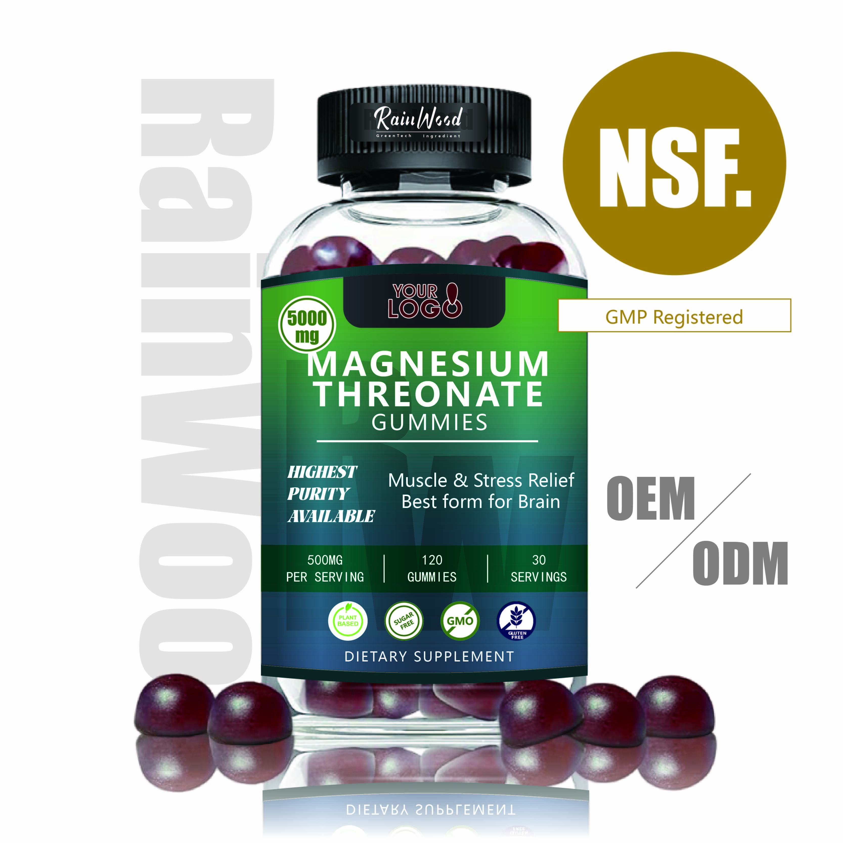 OEM ODM Magnesium Threonate Gummies 500mg Magnesium Threonate Gummies Murni