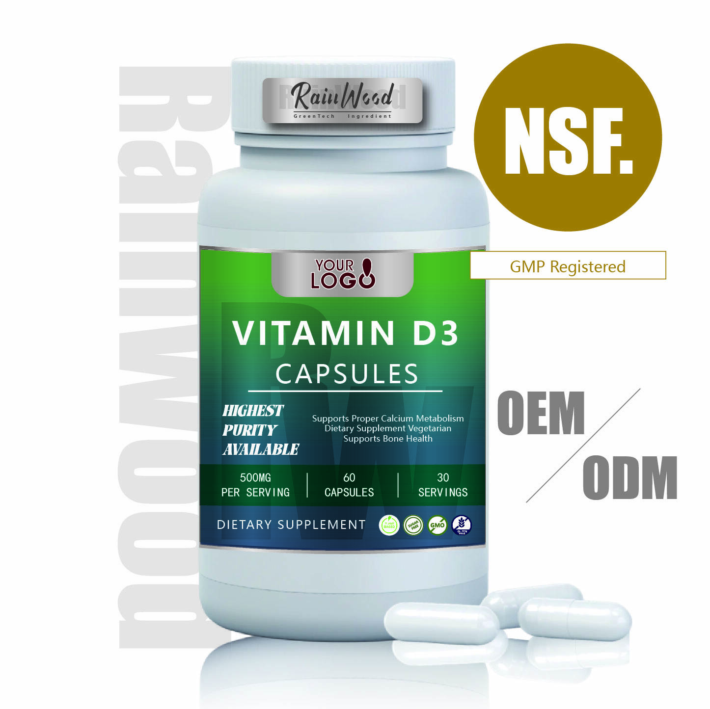 OEM ODM VD3 kapsul 500mg Kualitas Tinggi VD3 kapsul