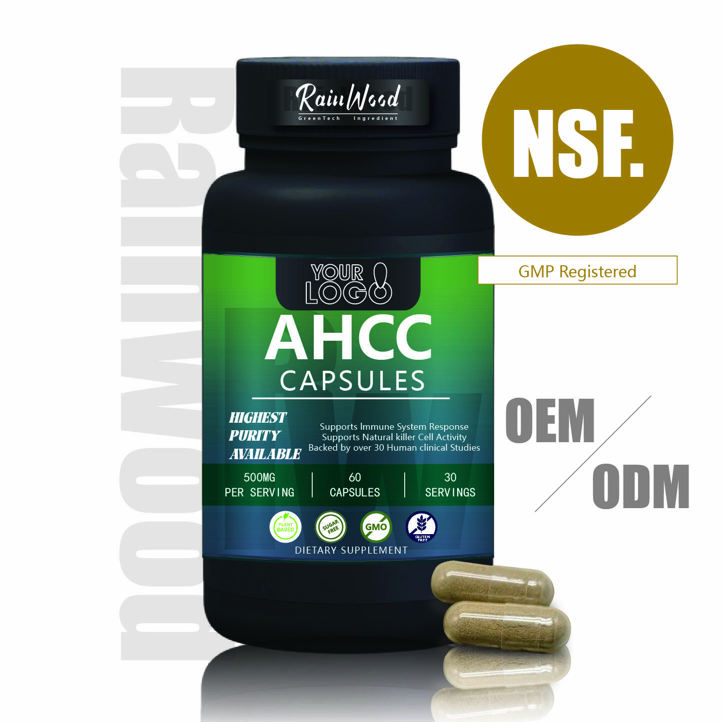 OEM ODM Kapsul AHCC 500mg Kualitas Tinggi Kapsul AHCC