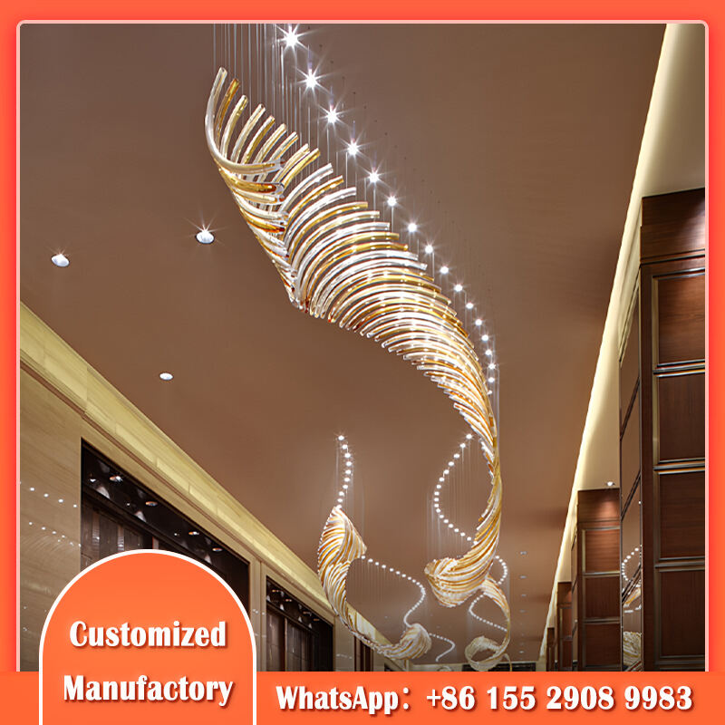 Lampadario LED a Spirale Artistica - Personalizzazione Tecnica, Design Moderno di Lusso, per Lobby di Hotel, Sale da Ballo e Spazi Residenziali di Alto Livello, Luce Bianca Calda...