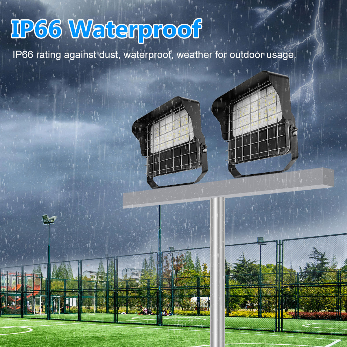 Buitenlamp LED Spotlicht: IP66 Waterdicht, 170LM/W Hoog Rendement, IK10 Bescherming, Optionele Zonnescherm & Fotocel - Ideaal voor Tennesbanen & Sportvelden