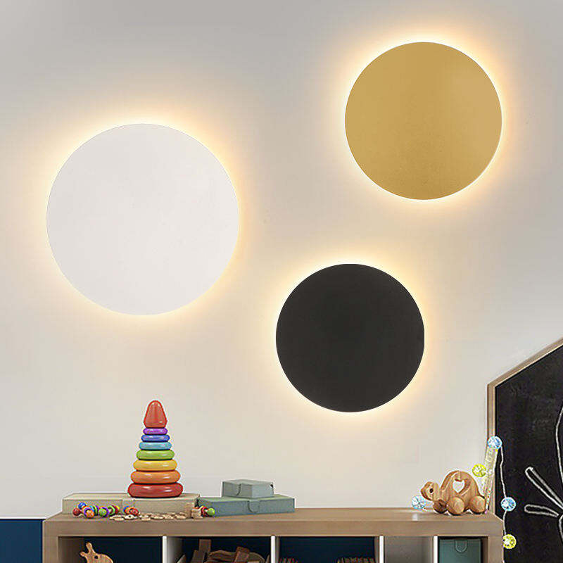 Minimalist Round LED Wall Light - 18cm Diameter Modern Wall Sconce with Gold/Black/White Options, 2.5cm Thick, Perfect for Bedroom, Living Room Decor