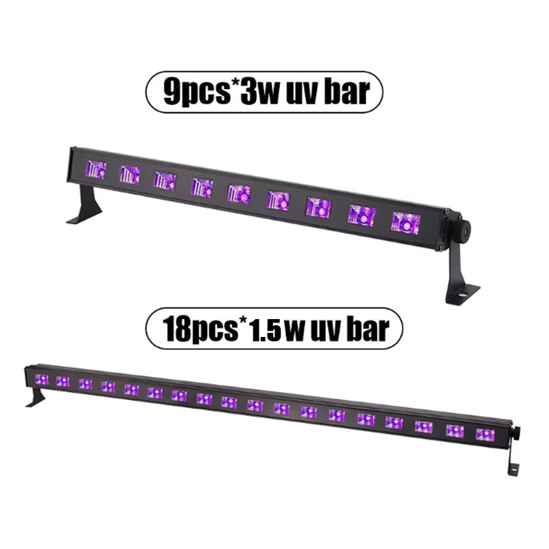 Barra de luz UV LED - Lámpara de luz ultravioleta con 9/18 LEDs - Ideal para fiestas, clubs, iluminación de escenario y efectos fluorescentes