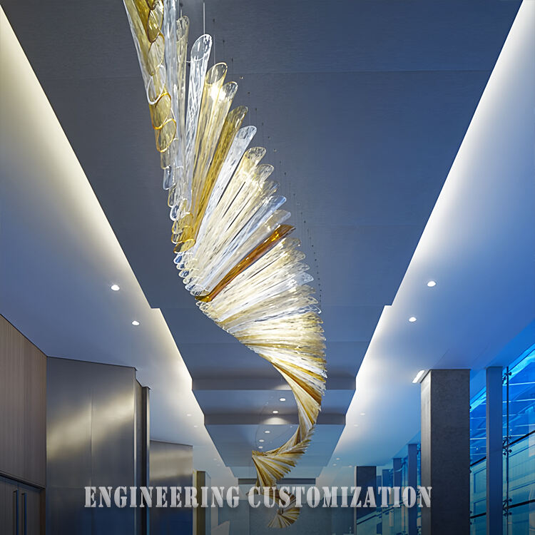 Gantung LED Spiral Artistik - Kustomisasi Teknik, Desain Modern Mewah, untuk Lobi Hotel, Ballroom, dan Ruang Residensial Premium, Cahaya Putih Hangat