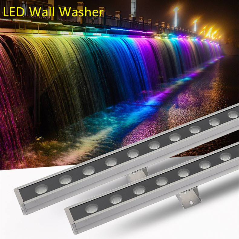 Luz de tira LED lineal impermeable para lavado de paredes RGB exterior - con cambio multicolor, ideal para iluminación de puentes, edificios y paisajes