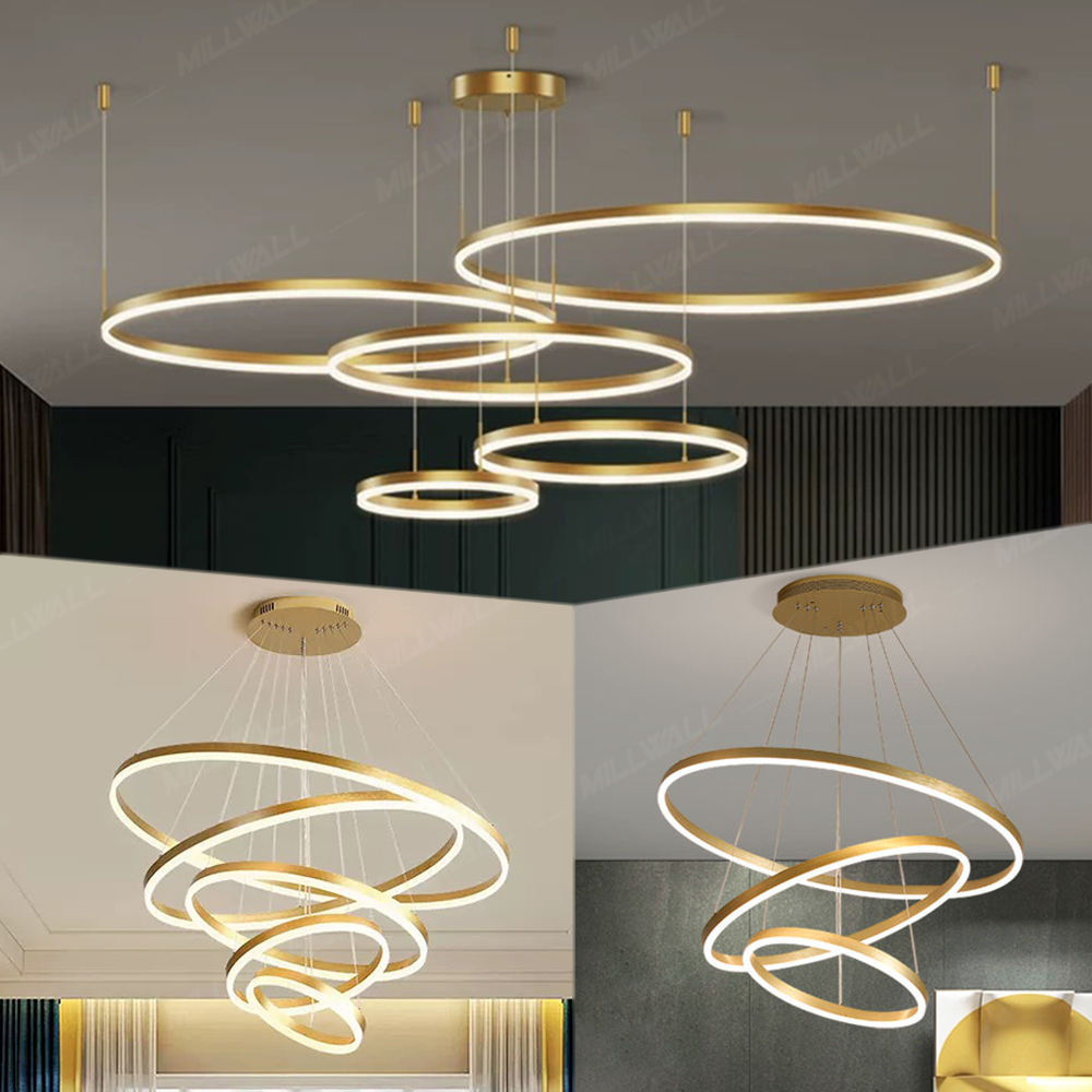 Moderne guld LED-ringlysekrone - Tilpasset størrelse og farve