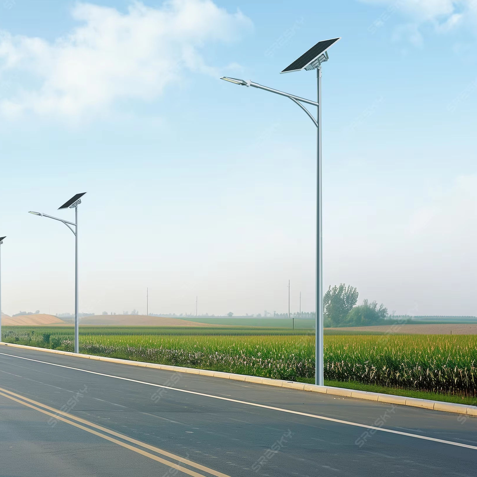 SRESKY DELTA S Split Solar Street Light: 6000-15000 Lumens, Adjustable Solar Panel, PIR & Rain Sensors, Remote Control - Smart & Efficient Outdoor Lighting Solution