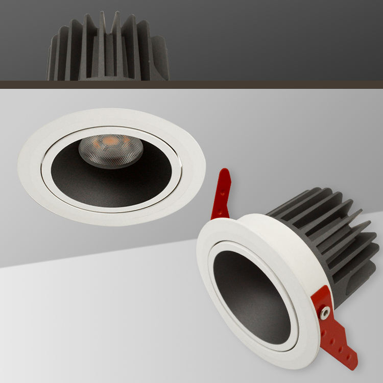 Luminária LED Embutida - Ângulo de Feixe Ajustável, Alta IRC, para Iluminação Interna, Design Moderno, Carcaça de Alumínio, Disponível em Vários Tamanhos