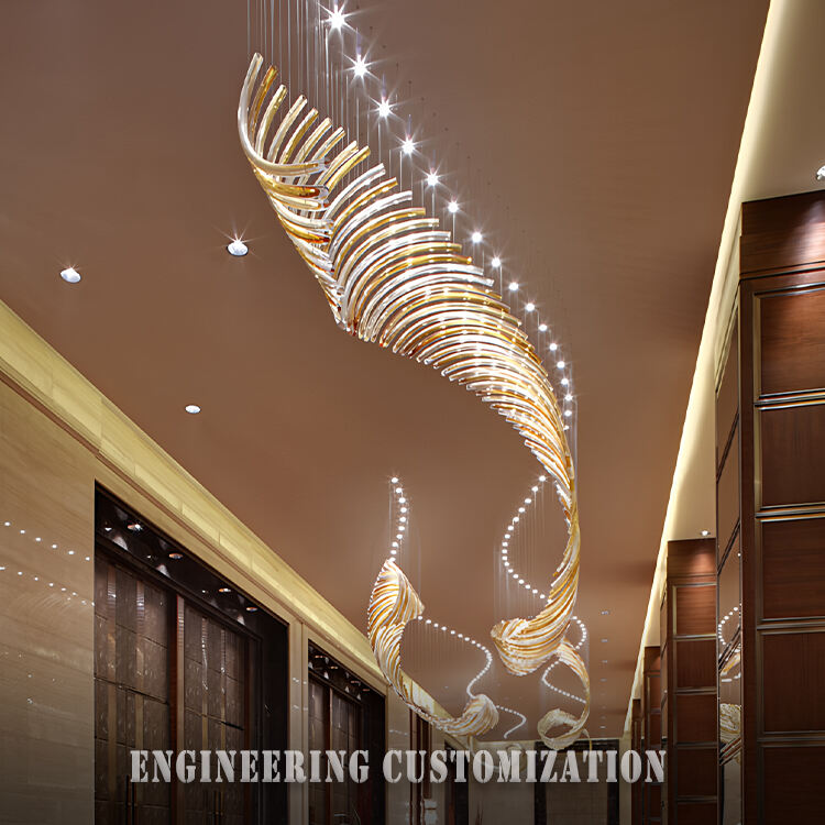 Gantung Spiral Artistik LED - Kustomisasi Teknik, Desain Mewah Modern, untuk Lobi Hotel, Ballroom, dan Ruang Residensial Premium, Cahaya Putih Hangat...