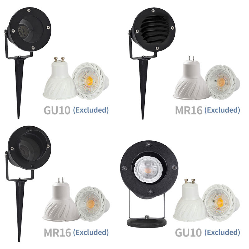 Buitenkant LED Landschap Spotlamp - Grondinvoeg- en wandmontage opties, compatibel met GU10/MR16 fitting (lampen niet inbegrepen), waterdicht, voor tuin-, gazon- en erfverlichting