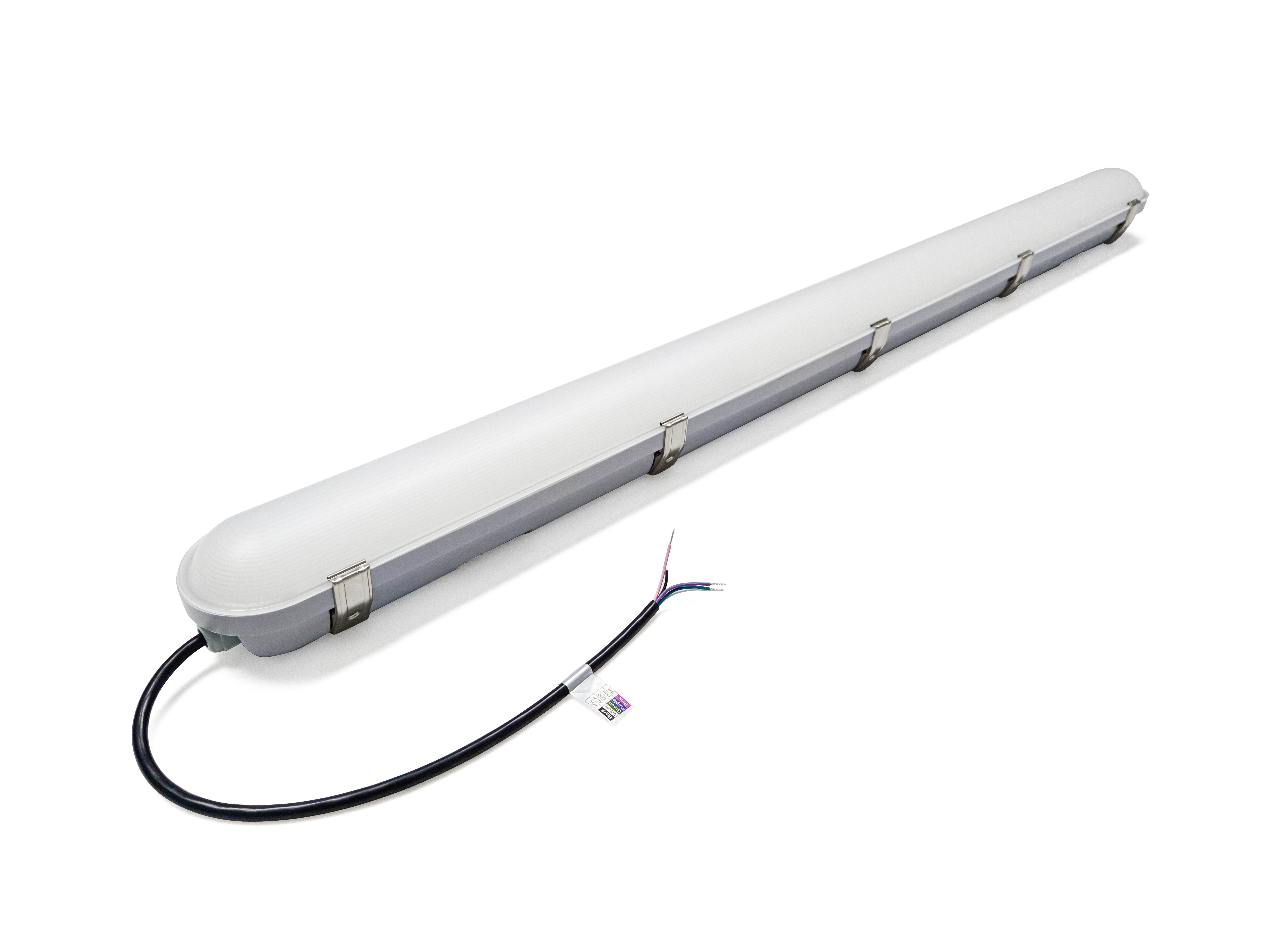 Lux Vapor Tight LED - IP65 Impermeabilis, 4FT, 5000K, ad Illuminationem Garagii, Magazini, et Frigoriferi, Facilis Installatio cum Tectis Montis Inclusis