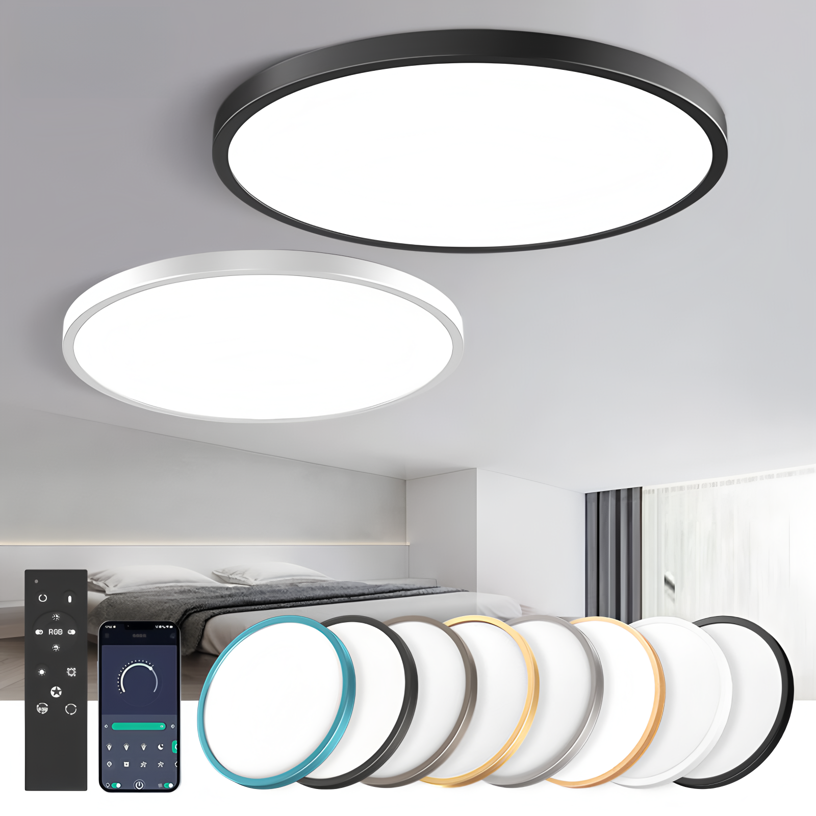 Plafoniera LED ultrasottile modello privato AIER - 21 mm di spessore, vari colori