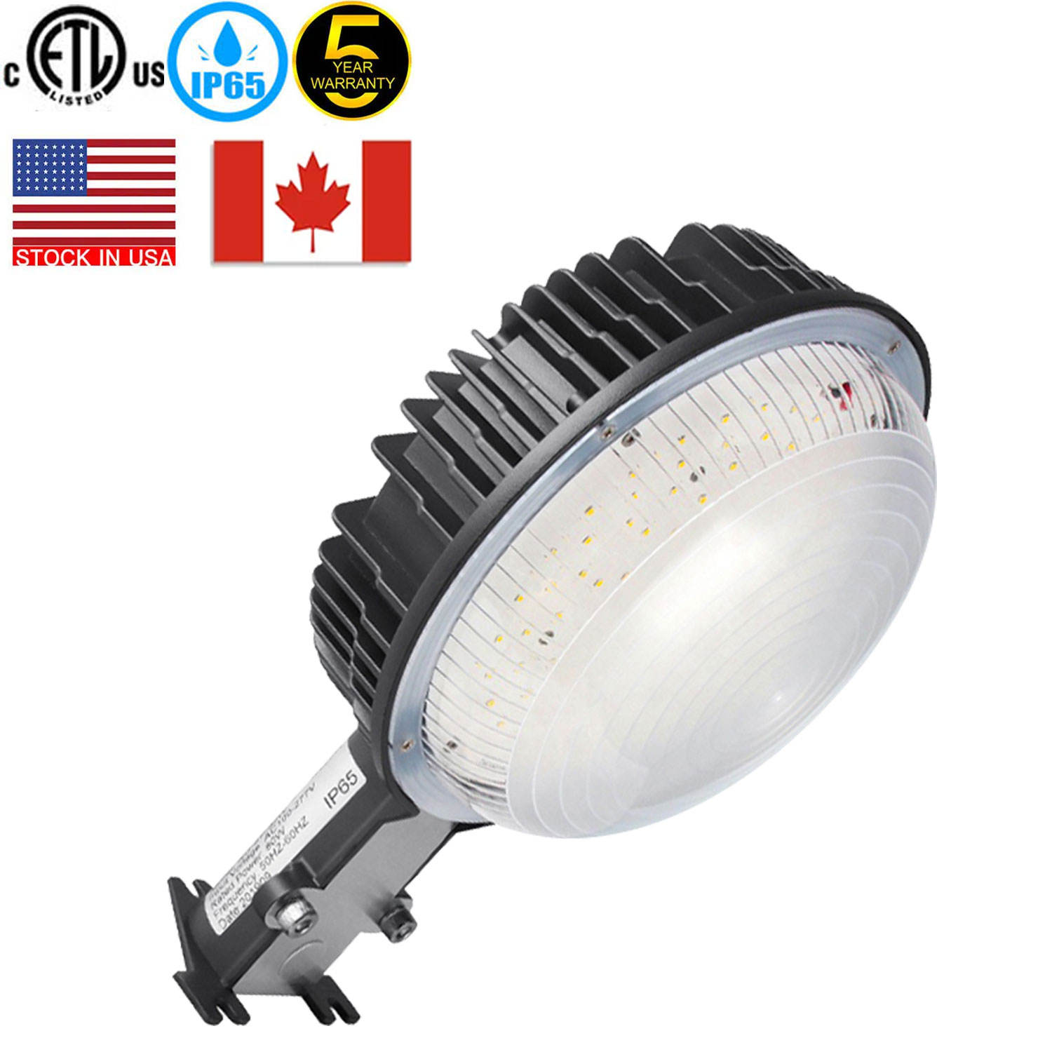 Cahaya Gudang LED - Fosel Dari Senja ke Subuh, Kedap Air IP65, Jangka Hayat 50000 Jam, Disenarai ETL, untuk Pencahayaan Luar dan Keselamatan, Jaminan 5 Tahun