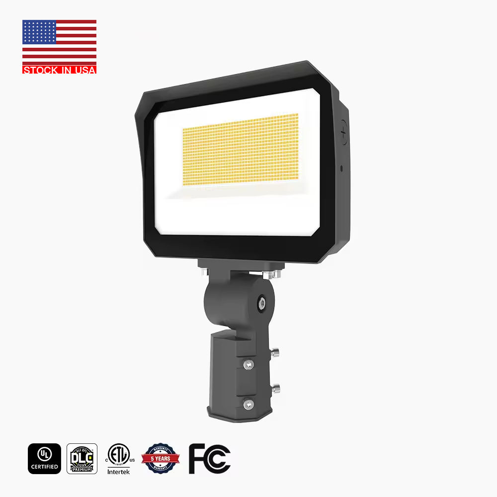 Lampu Sorot LED dengan Sel Fotoperintang Dusk to Dawn - 3 Julat CCT Boleh Laras, Pelarasan Menegak 180°, Kedap Air IP65, Senarai DLC & UL, untuk Pencahayaan Keselamatan dan Kawasan Luar, Jaminan 5 Tahun