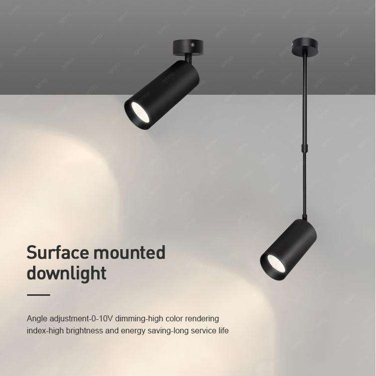 LED Ytmonterad Nersänkta Lampa - 0-10V Dimmbar, 355° Rotera och 90° Lutbar, CCT Justerbar, för Inomhusupplysning, Modern Design, Aluminiumhus