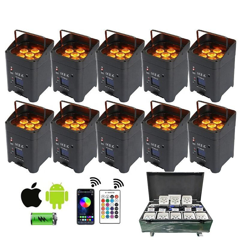 10-Pack RGB RGB LED Uplights with Remote & App Control - Rechargeable, Wireless - Perfect for Weddings, Parties, Events