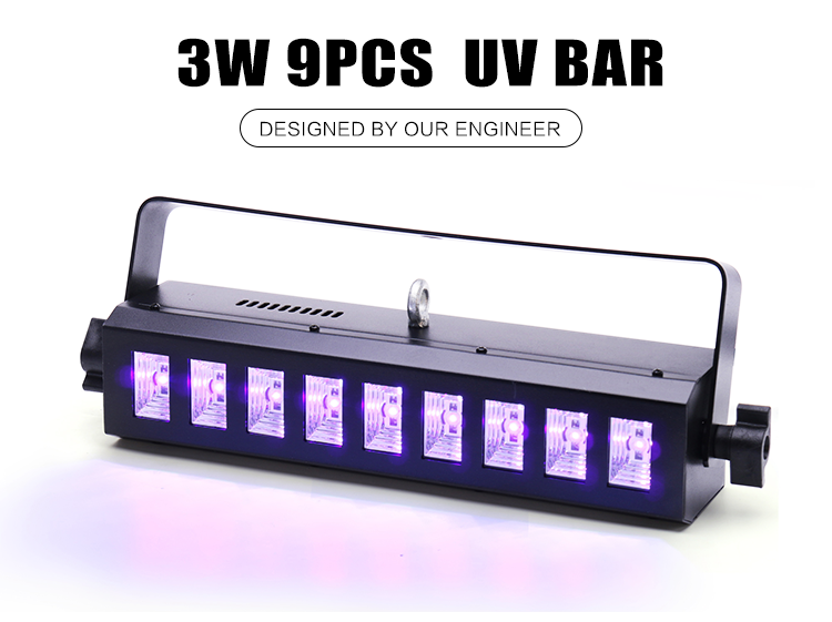 barra de luz UV LED de 9PCS 3W - Luz negra profesional para fiestas, escenario, DJ, club, Halloween - Alta potencia en iluminación ultravioleta