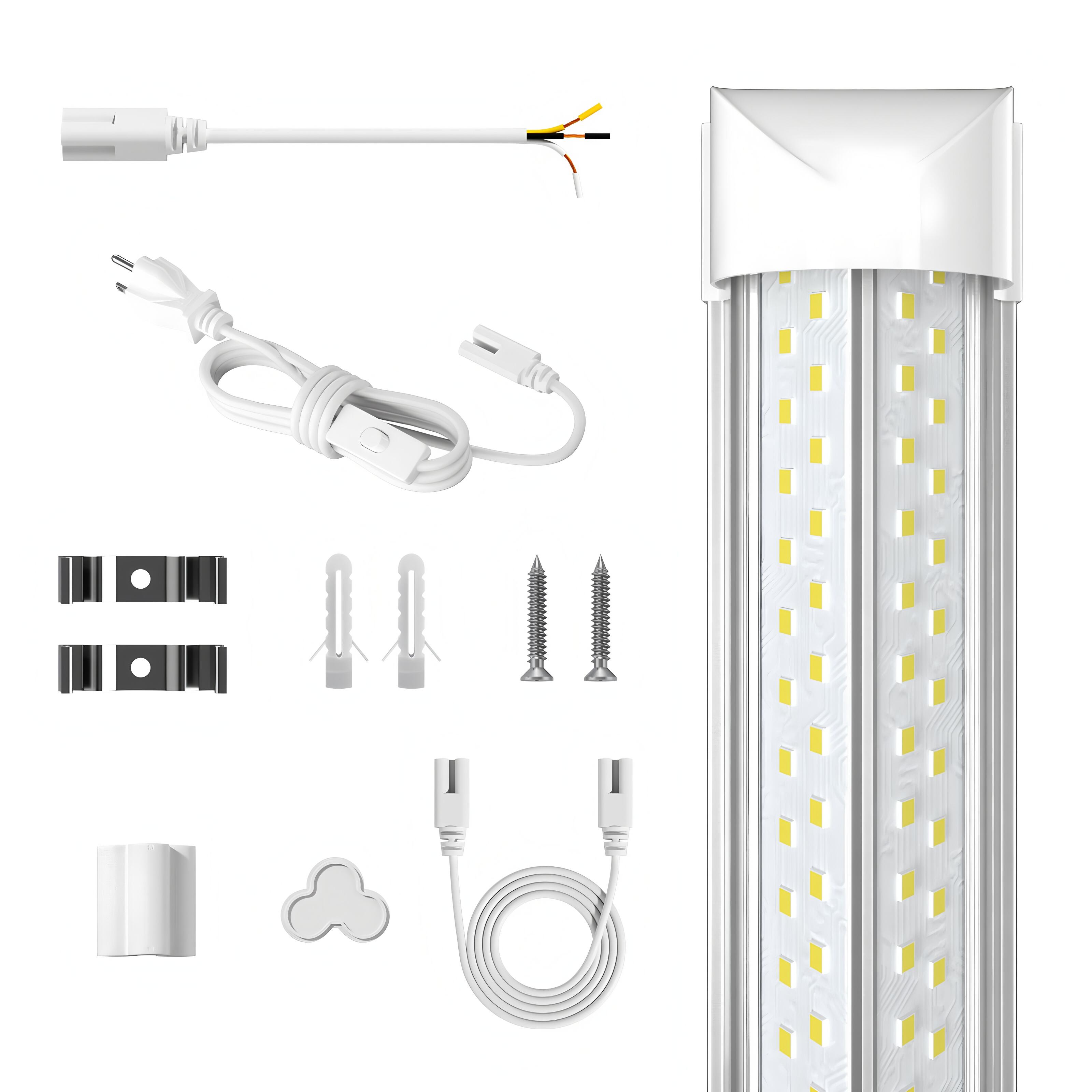 Luce da officina LED da 8 piedi con 768 LED - Angolo del fascio di 270°, installazione facile