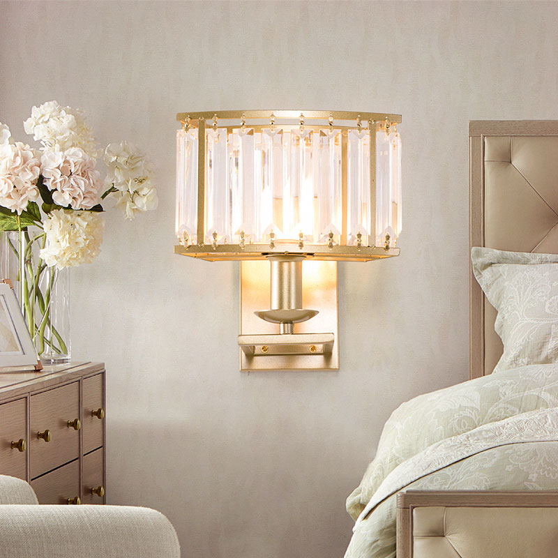 American Light Luxury Crystal Wall Lamp - Elegant Sconce for Living Room, Bedroom, Dining Room & Study, Ideal Decorative Lighting Fixture