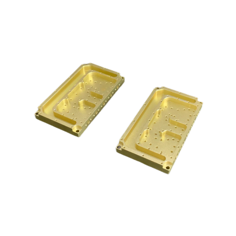 OEM Custom CNC Machined Cavity Filter | Precision Aluminum Machining with Sandblasting & Gold Conductive Anodizing