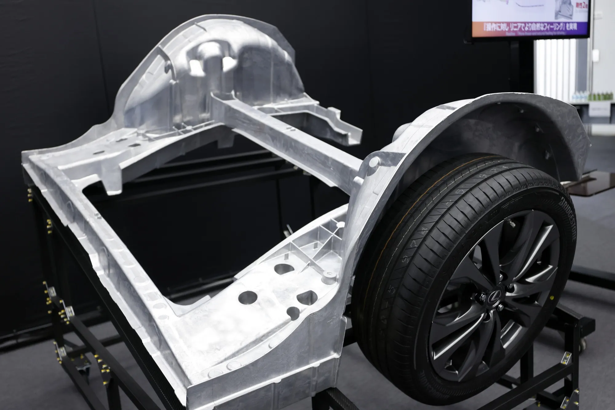 Electric vehicle chassis showing optimized aluminum die cast EV components