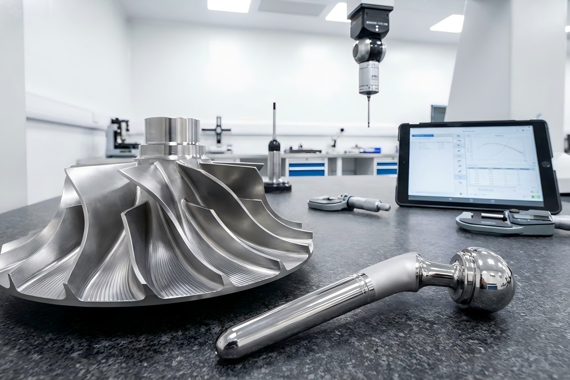 CNC machined aerospace components and medical implants requiring sub-micron accuracy