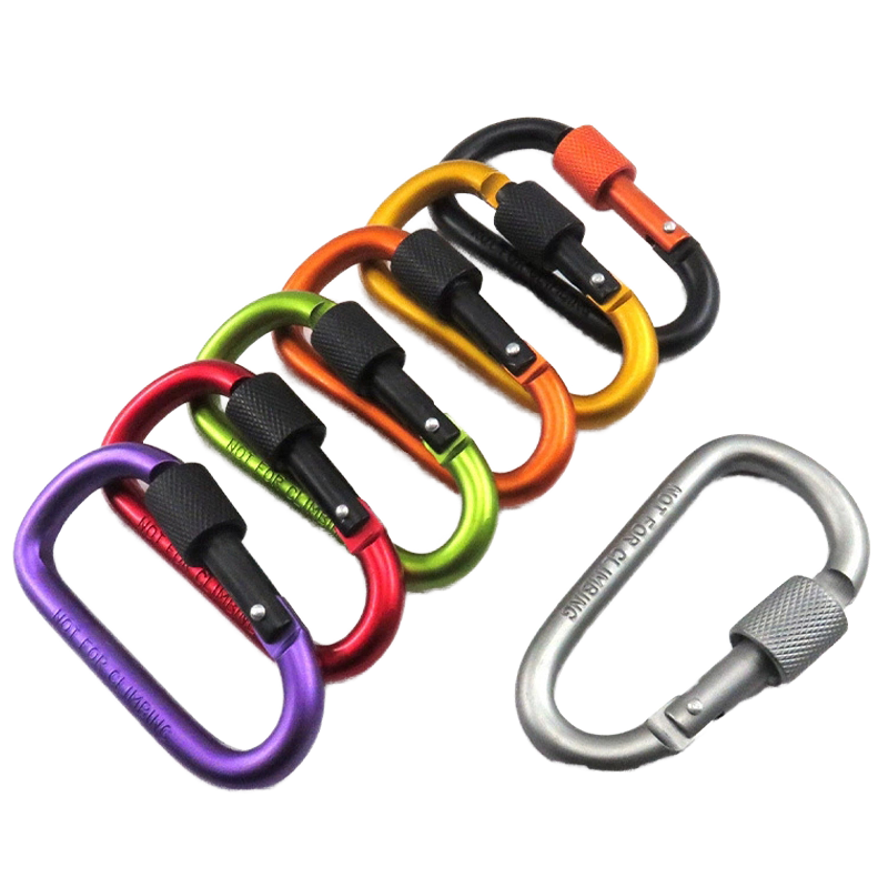 Aluminum Alloy D-Shaped Screw Locking Carabiner | Spring Snap Hook Clip for Large Keychains