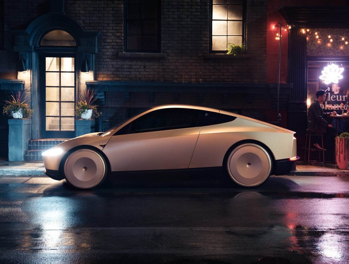 Autonomous car equipped with sensors driving in real city traffic