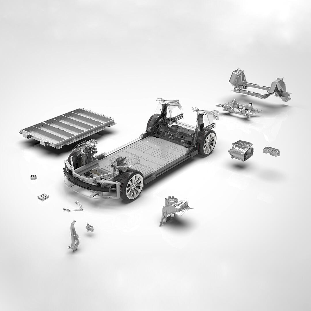 Aluminum die cast structural parts used in electric vehicle platforms