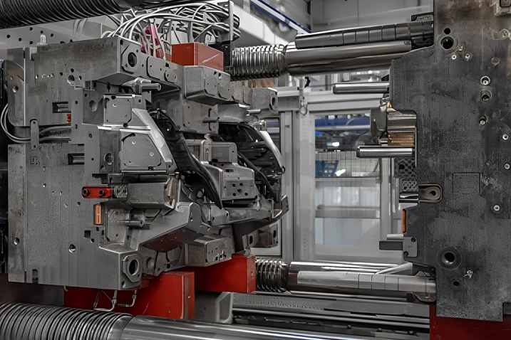 High-volume aluminum die casting machine producing components efficiently