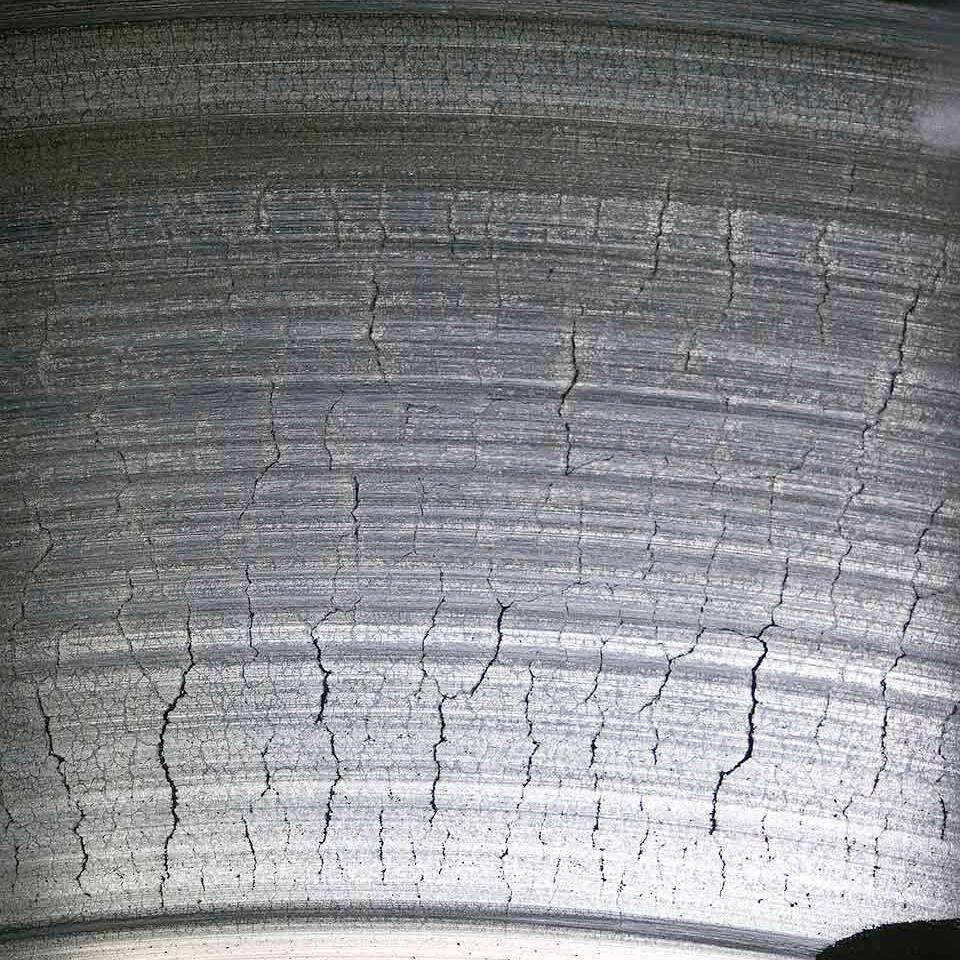 Thermal fatigue cracks on die casting mould surface caused by repeated heating and cooling cycles
