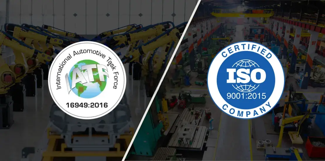 Quality control audit reviewing ISO 9001 and IATF 16949 certifications at an aluminum casting supplier