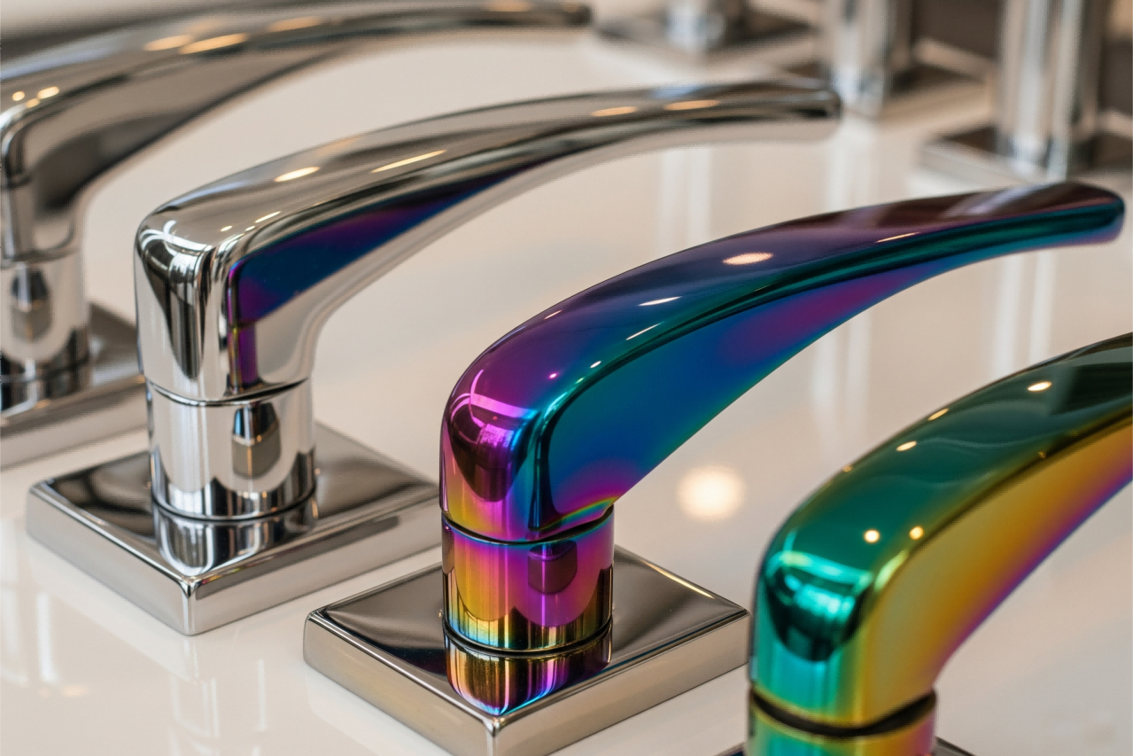 Electroplated and PVD-coated casting components with high durability and shine