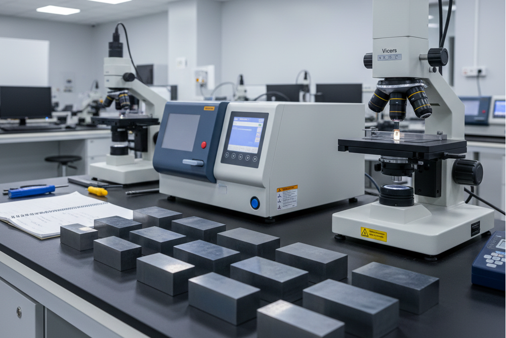 Tool steel alloy samples with chromium, molybdenum, and vanadium tested for die casting mould durability