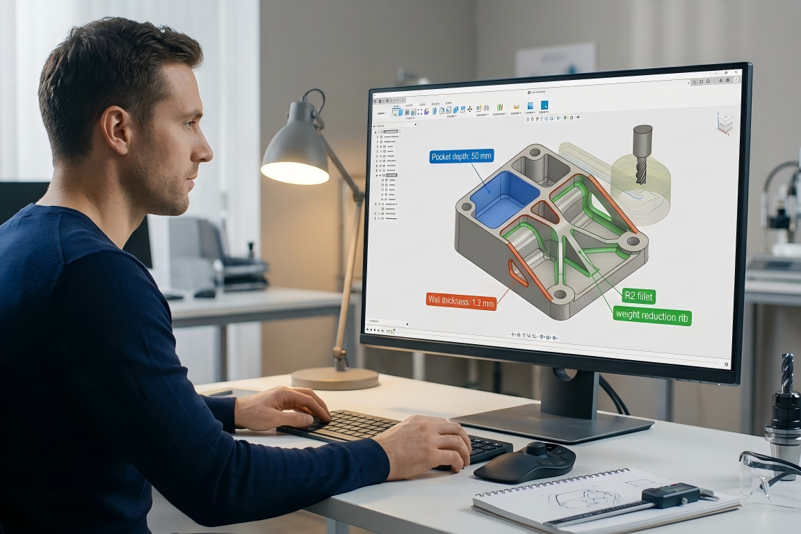 DFM design optimization for CNC machining reducing complexity and cost