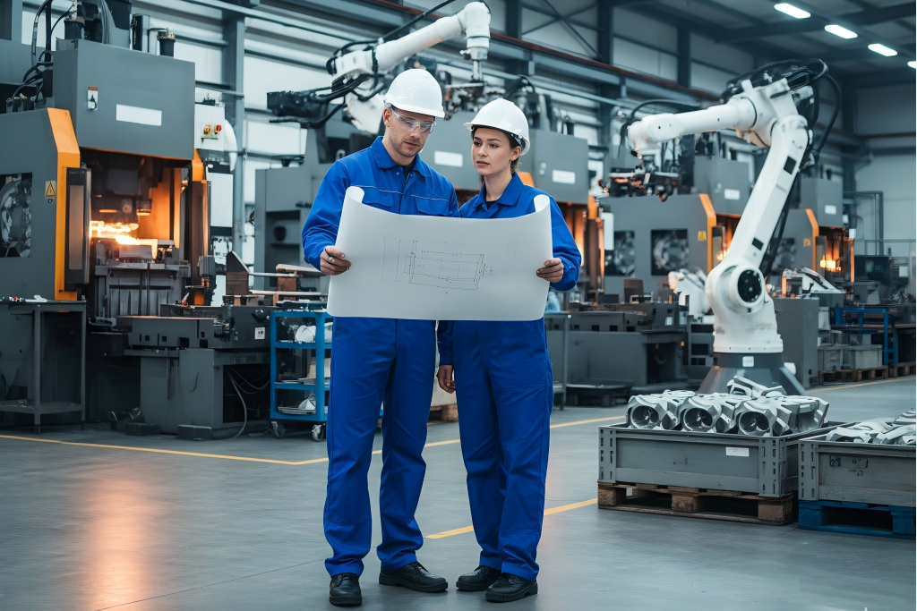 High-capacity aluminum die casting production line with automated monitoring and material control systems