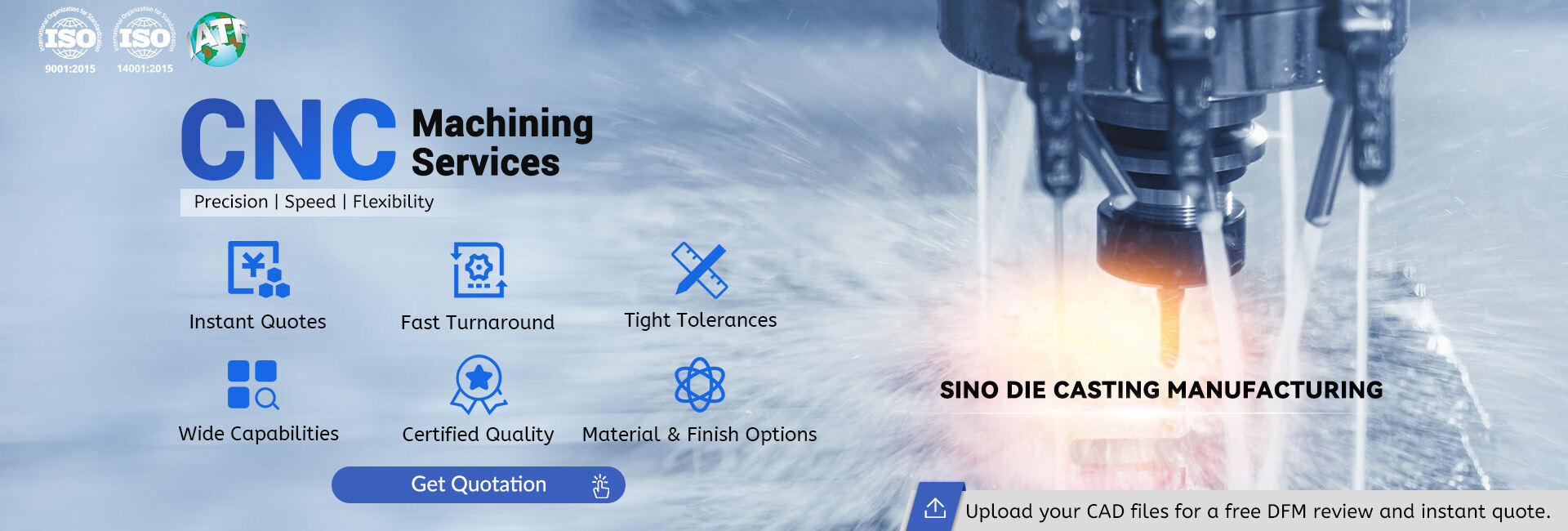 Sino Die Casting – CNC machining with precision, speed, and flexibility. Instant quotes, tight tolerances, and certified quality.