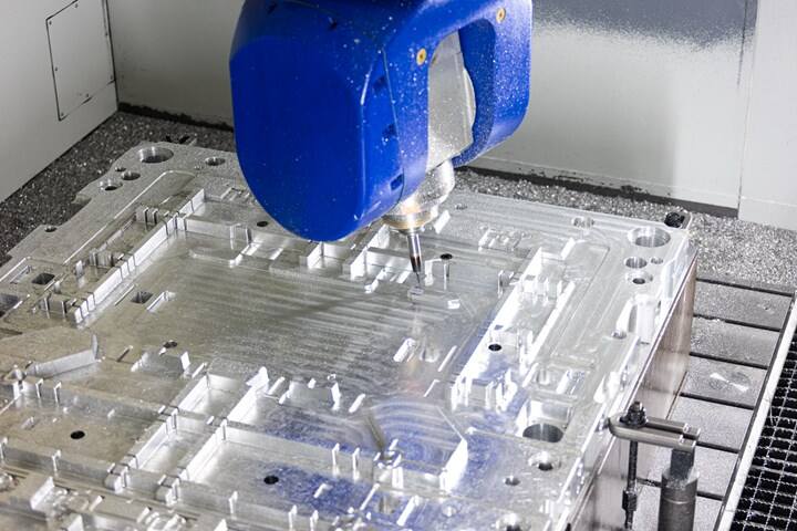 Five-axis CNC machining producing precision die casting mould components with tight tolerances