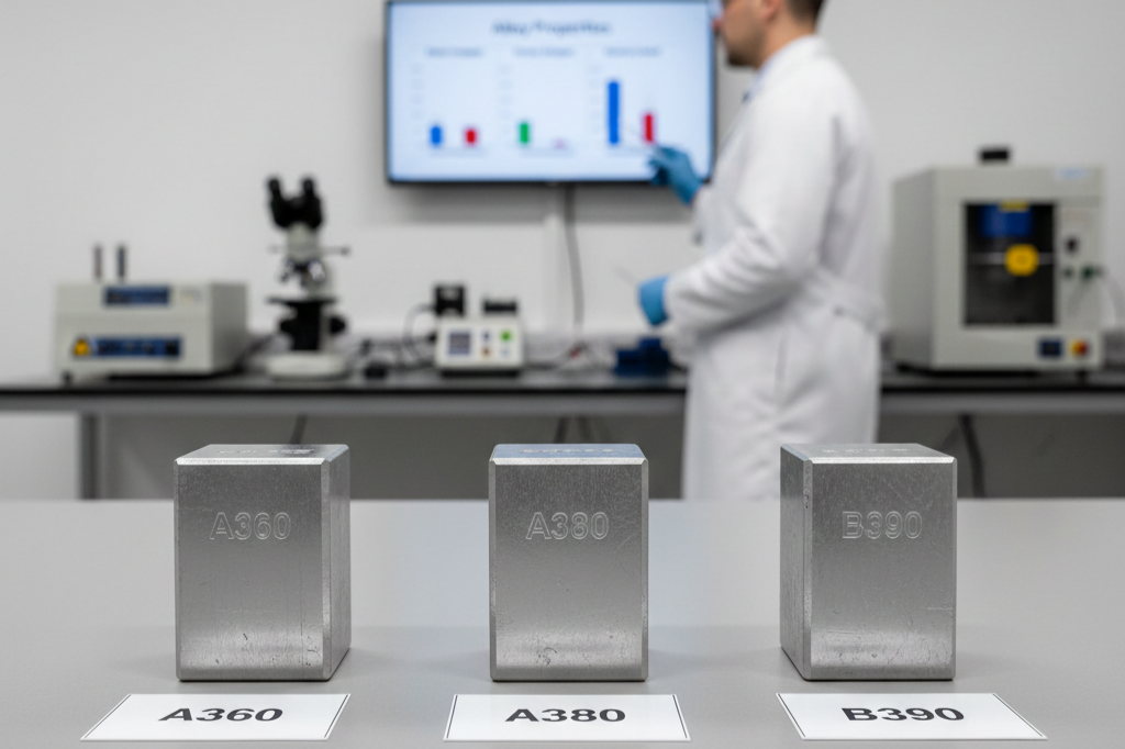 A380, A360, and B390 aluminum die casting alloys comparison for automotive applications