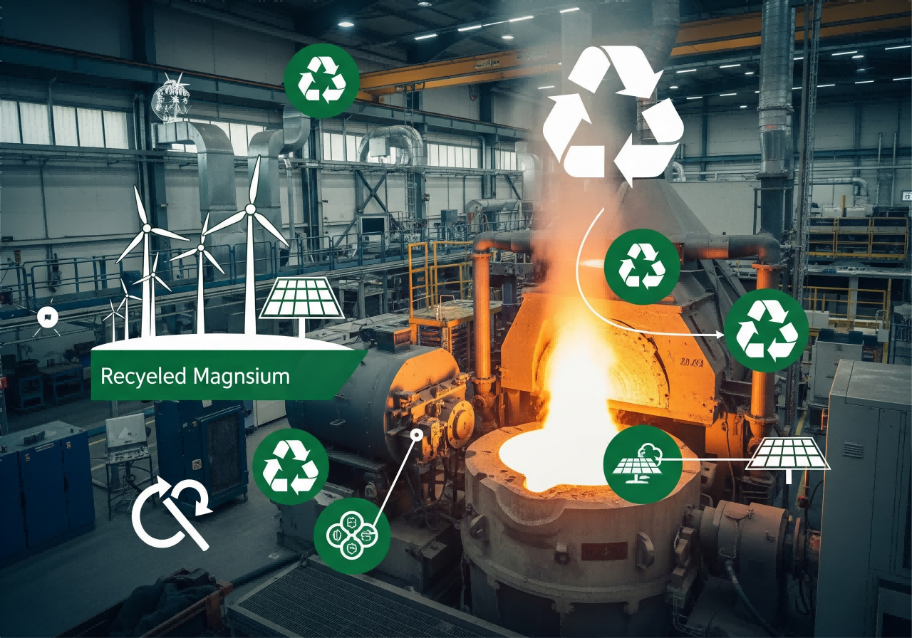 Recyclable magnesium die casting with low carbon footprint