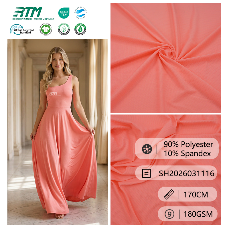 SH2026031116-Factory Direct Sale 180G High-Stretch Breathable Quick-Drying Knitted Polyester Spandex Jacquard Mesh Fabric for Casual Wear Dresses&Sportswear