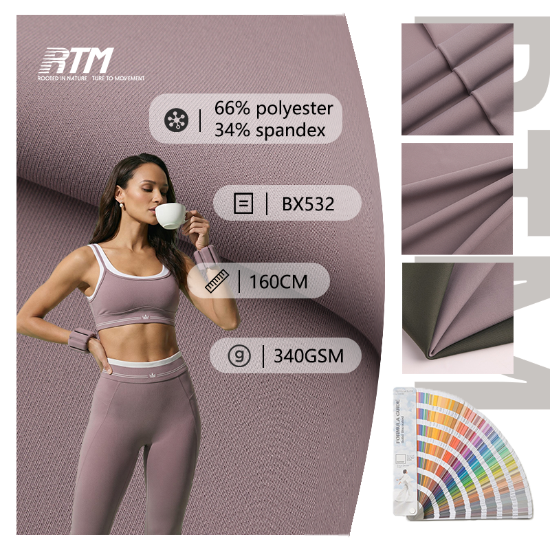 BX532-Wholesale In Stock 340GSM Heavy weight Knitted Anti-Pilling Soft Abrasion-Resistant Polyester Spandex Fabric Yogawear Activewear Leggings