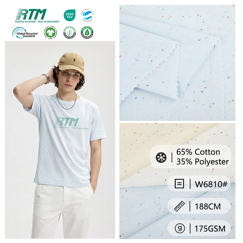 Factory Outle Soft Handfeel Cool Feelings Smooth Knitted 65%Cotton 35%Polyester Speckled Jersey Fabric For T-shirt Short Sleeves&Homewear