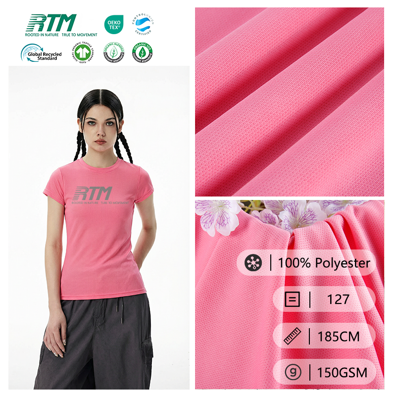 75D High Quality Wear-Resistant Pressure-Resistan Soft 100%Polyester Weft Knitted Jersey Mesh Fabric for T-shirt Sportswear