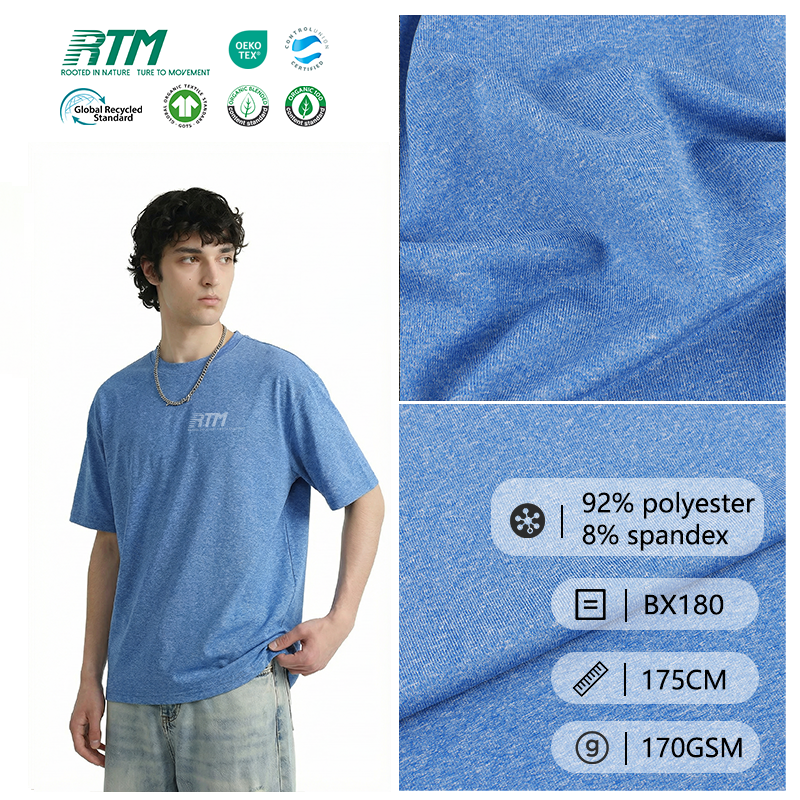 BX180-170 g/m² raskt tørkende, behagelig, høyelastisk, raskt tørkende, stramtsittende vovet polyester-spandex-stoff til vår- og sommerklær samt sportssett