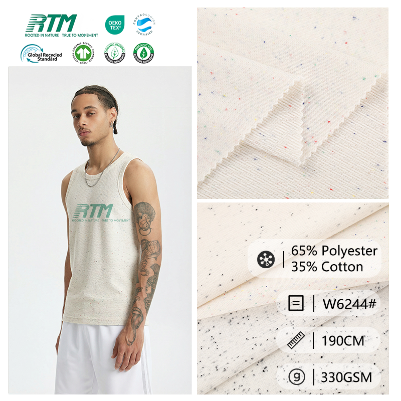 Wholesale 330GSM Knitted Scale Texture Wrinkle-Resistant & Quick-Drying 65%Polyester 35%Cotton French Terry Fabric For Hoodies Sweatshirts