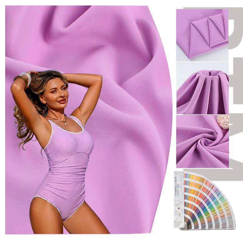 Högfärgfast, borstad bakre sida, veckresistent ribbtyg av nylon och spandex för strandkläder och sportkläder