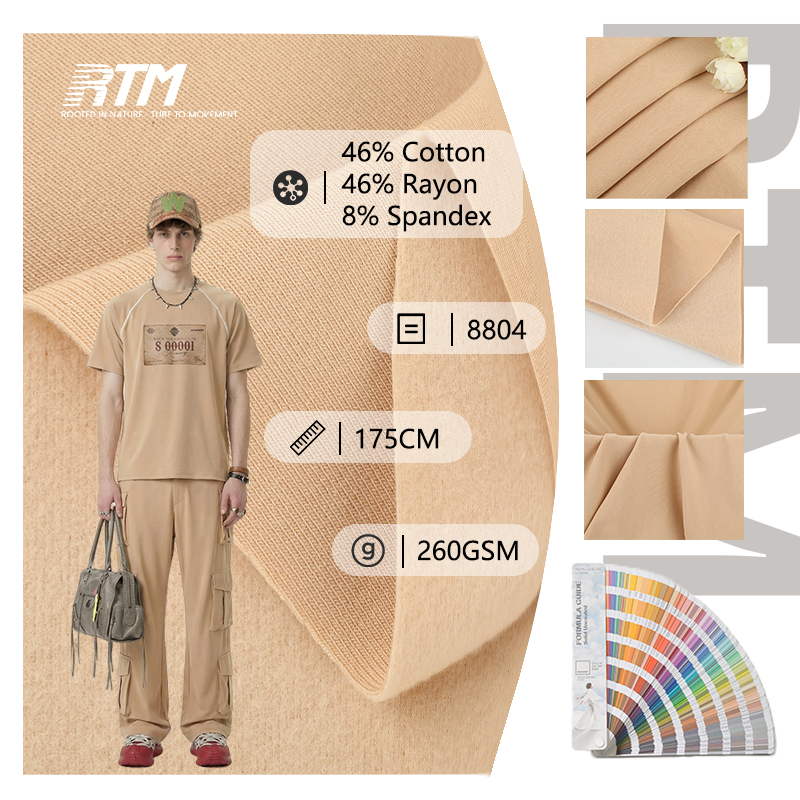 Wholesale OEM Soft Warm Anti-static Anti Pill Cotton Rayon Spandex 1x1 Rayon Jersey Rib Fabric For T-shirts&Loungewear